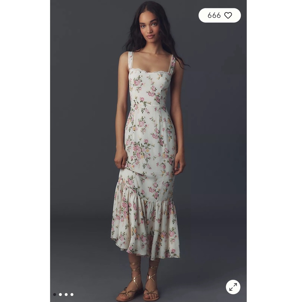 NWT Reformation Irisa Floral Trumpet Dress In Posy Print Sz 12 Pink